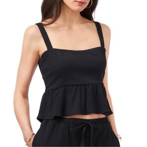 1.State Cropped Peplum Tank Top Black Size Medium